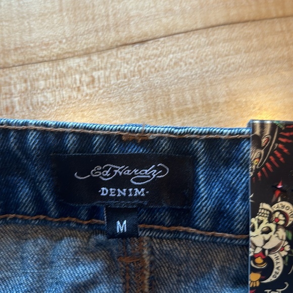 Ed Hardy Panther Dagger Denim Mini Skirt Size M NWT - Picture 6 of 11